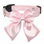 Bowtie Dog Collar Unique Style Silk Pink Color Dog Collar Comfortable Silk Dog Collar with Detachable Bow Tie for Small Medium Dogs and Cats