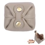 Coin Purse, Cowhide Coin Pouch with Button, Change Holder Mini Pocket Wallet for Coins、Keys、 Headphones, Data Cable. Grey