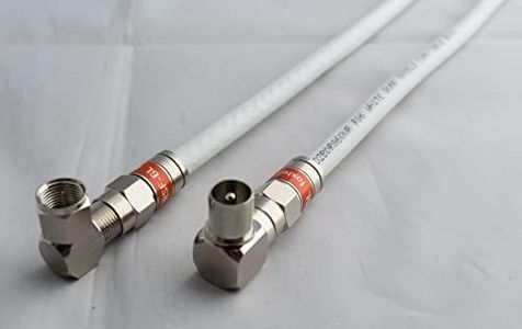 White RG6 Quad Shield Coax Cable F Male Right Angle to Pal Male Right Angle Flylead TV Antenna 0.5m-50m Lengths (6.0m)