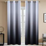 Yakamok Room Darkening White and Black Gradient Blackout Curtains Thickening Polyester Ombre Thermal Insulated Grommet Window Drapes for Living Room/Bedroom (Black, 2 Panels, 42x84 Inch)