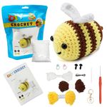 71Nmly Beginner Crochet Kit for Adults & Kids,Cute Bees Beginner Crochet Kits for Beginners,Complete Crochet Kit Bees Beginner Knitting Starter Kit with Instructions and Video Tutorials for DIY Craft