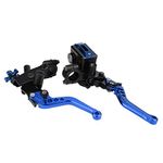 Health Gear Master Cylinder Levers, 7/8 Inch Motorcycle Clutch Brake Handle Lever Motorcycle Master Cylinder Kit with Fluid Reservoir for Most Motorcycles, 1 Pair (Blue)