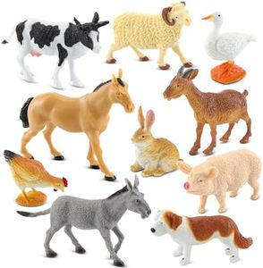 Beetots 10-Piece Realistic Farm Animal Figures, Educational Toys for Toddlers 3-5 Years Old, Sensory Play & Learning Toys for Preschool Kids, Boys & Girls