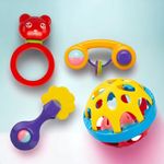 Toys Treasure Ball Rattle and Teether Toys Set of 4 for Toddlers/Babies | New Born Baby Toys | Rattles for Baby 0-6 Months | Infant Toys 0-6 Months