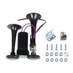 12V 150DB Air Horn Kit for Truck Car Train Boat, Super Loud Dual Trumpet Air Horn Ki,Dual Trumpet Air Horns with Compressor for Any 12V Vehicles Trucks Lorrys Trains Boats Cars Vans (Black)