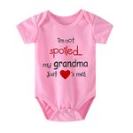 Infant Baby One-piece Romper I’m Not Spoiled My Grandma Just Loves Me Letters Printed Cute Jumpsuit Bodysuit Clothes (3-6 Months, Pink)