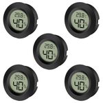 EEEKit 5-Pack LCD Digital Hygrometer Thermometer, Humidity Meter Temperature Gauge for Indoor Greenhouse, Black Round