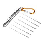 XINYUWIN 6PCS Stainless Steel Toothpick Fruit Toothpick Alloy of Nickel and Titanium Medical Material with Pocket Toothpick Hole Keychain Suitable for Outdoor Travel Camping