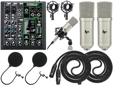 Mackie ProFX6v3 Compact 6-channel FX Mixer/Audio Interface with USB and Effects with 2x LP Professional Condenser Microphones Sets Shock Mounts XLR Cables & Pop Filters