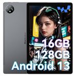 Blackview Android 13 Tablet Tab 80, 16GB+128GB/TF 1TB 7680mAh WiFi Tablets, 10.1 Inch HD+ IPS 1280 * 800 Display, Dual Box Speakers, BT5.0/GPS/Parantal Controls, Gray