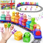 Train Set for Toddlers 2-4, Electric Toy Train with Farm Animals & Music & Lights, Montessori Counting & Sorting Learning Toys for 1 2 3 Year Old Boys Girls, Christmas Easter Birthday Gift (Blue)