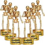 6 Halloween Best Costume Skeleton Trophy, Halloween Skull Party Favor Prizes, Halloween Party Supplies Gold Bones Game Awards, Costume Contest Event Trophy, School Classroom Rewards for Kids (B)