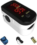 ChoiceMMed Black Finger Pulse Oximeter - Blood Oxygen Saturation Monitor Great as SPO2 Pulse Oximeter - Portable Oxygen Sensor with Included Batteries - O2 Saturation Monitor with Carry Pouch