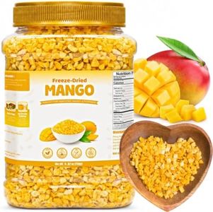 8.82oz Freeze Dried Diced Mango - No Sugar Added Crispy Mango Pieces, 100% Real Fruit Snack, Freeze Dried Fruit for Smoothies, Yogurt, Cereal, Oatmeal, Baking, Desserts, Resealable Jar