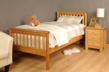 Comfy Living 3ft Single Atlantis Style Wooden Pine Bed Frame in Caramel