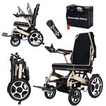 Rexhan Automatic Folding Wheelchair, Electric Folding Power Chair, 20 KM Removable Lithium Battery, 2 X 200W Brushless Motor, 19 KG Lightweight, Remote Control, Aluminium Frame, Electromagnetic Brakes