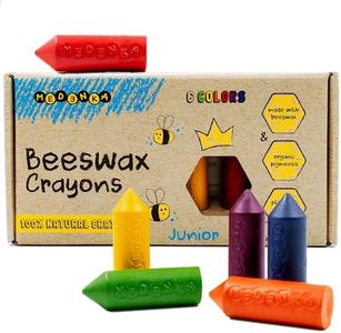 Medenka Crayones europeos de cera de abeja junior, 6 colores, crayones para niños pequeños, no tóxicos para años de 1 a 3 años, 100 % cera de abeja europea