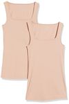 Amazon Essentials Women's 2-Pack Slim Fit Square Neck Tank, Medium Beige/Medium Beige