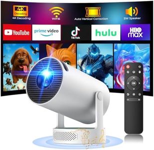 HOTPEAK Mini Projector with WiFi and Bluetooth, 4K Projector with HiFi Speaker, 270° Rotatable Auto Keystone Wireless Portable Projector Compatible with iPhone/TV Stick/HDMI/USB for Bedroom Outdoor
