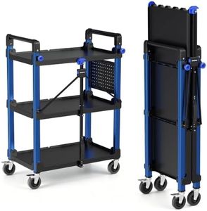 WORKPRO Heavy Duty 3-Tier Utility Cart, 450 LBS Folding Cart with Wheels