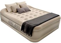 King Koil Luxury Queen Air Mattress with Built-in Pump for Home, Camping & Guests - Queen Size Inflatable Airbed Luxury Double High Adjustable Blow Up Mattress, Durable Portable Waterproof