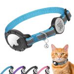 Airtag Cat Collar Breakaway with QR Code Name Tag, Reflective cat collar airtag holder with Bell, Cat ID Tag Personalized, Ultra-Durable, Adjustable, Quick Release, Fits Small Large Cats (8.5-11.5")