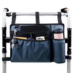 Jetcloud Walking Frame Bag with Cup Holder Large Capacity Walker Basket Folding Double Side Rollator Wheelchair Organizer Pouch Acessories Tote(blue)