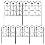 COSTWAY Garden Fence, Outdoor Coated Metal Rustproof Landscape Decorative Fencing Panels, Folding Animal Barrier Flower Bed Border for Patio Backyard (32in x 10ft)