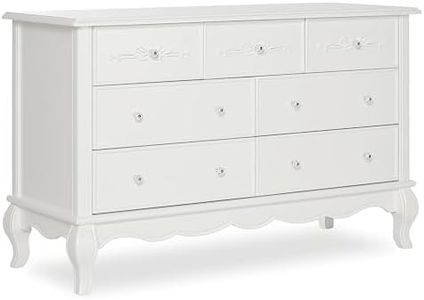 Evolur Aurora 7 Drawer Double Dresser in Frost, Fitted with 7 deep and Roomy Drawers with Five-Piece Drawer Box Construction, Comes Assembled