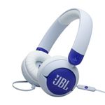 JBL Junior 320, Wired On-Ear Headphones for Kids with Built-In Mic, JBL Safe Sound, Low Volume, 12 mm Thick Soft Pad and Sticker Set, Ultra-Portable Design, in Blue