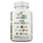 Max Adaptogen 10 | Ayurvedic Herbs | Ashwagandha, Bacopa, Holy Basil, Rhodiola Rosea, Schisandra, Cordyceps, Gotu Kola, Siberian & Panax Ginseng, Astragalus (120 Capsule Bottle)