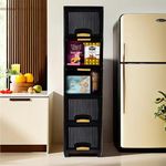 Kuber Industries 5 Units Modular Cabinet Storage Organizer | Foldable Kid Wardrobe for Cloth & Toys | Easy to Assemble Closet & Space-Saving Cupboard/Plastic Almirah for Cloth | Black