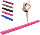 FINCOME Gymnastics Balance Beam Foldable 8ft Pink, Foam Gymnastic Beam for Kids 3-9, Balance Beam for Gymnastics Beginners Training, Suede Cover and Non-Slip Rubber Base Gymnastics Beam