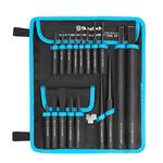 DURATECH 18 Piece Punch/Chisel/Alignment Tool Set, Including Pin Punch, Center Punch, Prick Punch, Nail punch, Alignment Tool, Cold Chisel, Chisel Gauge, for Removing Repair Tool, with Rolling Pouch