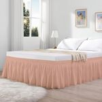 KANCHI DÉCOR - Microfiber Bed Skirt Wrap | Solid Easyfit King Size 21 Inch Drop Tailored Wrinkle Fade Resistance Soft Fabric Stylish Design Bedskirts- (Peach, 76 * 80 in)