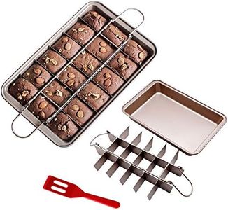 ZCOINS Brownie Pan with Dividers, Non-Stick Brownie Tray Square Cake Mould Brownie Ovenware Cookware Bakeware,18-Cavity and 12 * 8 inches(Champagne Gold)