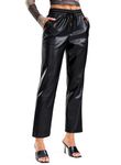 SANTINY Faux Leather Pants for Women, Black, Medium