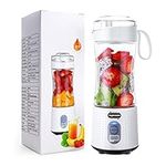 Supkitdin Portable Blender, Personal Size Blender Handheld Fruit Juicer USB Rechargeable, Mini Blender Cup for Smoothie, Fruit Juice, Milk Shakes, 380ML Six 3D Blades for Great Mixing White