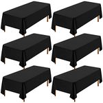 Showgeous 6 Pack Black Polyester Tablecloth for 6ft Rectangle Tables 60 x 102 Inch Rectangular Fabric Table Clothes Washable Black Table Covers for Wedding Banquet Restaurant Buffet Parties Camping