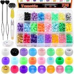 Tanstic 774Pccs Plastic Pony Beads Kit, 24 Colors 4 Styles Hair Beads Rainbow Kandi Beads with Hair Beader, Rubber Bands, Crystal String and Scissor for Hair Braids, Bracelet Jewelry Making