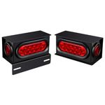CZJCGD 2PCS Steel Trailer Lights Welded Mount Boxes Housing Kit, 6Inch Oval Red Tail Lights 2 Inch Round Red Side Marker Lights License Plate Mounting Grommet Plugs