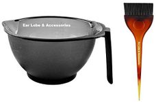 Ear Lobe & Accessories] Hair Colour/Dye Mixing Bowl (325 ml) with Brush, Black | for Men/Women