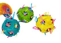 Bonka Bird Toys 1237 3 Natural Stuffed Bamboo Balls 2" Bird Toy Parrot Foraging Foot Craft Talon Cage Quality Product Hand Made in The USA