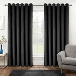 HOMESCAPES Grey Velvet Blackout Curtains 46" x 54" (117 x 137 cm) Eyelet Thermal Insulated Curtains with 100% Ultra Blackout 3 Pass Coating Fully Lined Readymade Curtains