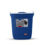 Nayasa Rope Laundry Basket Small- 44 Ltrs | Plastic Cloth Storage Basket | Laundry Storage Basket with Lid | Laundry Basket for Bathroom | Storage Organizer | Blue