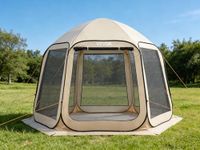 VEVOR Screen House Tent, 10 x 9.2 ft, 4-8 Person Pop Up Screen Tent with Extended Awning, Portable Screened in Canopy with Carry Bag, Netting Sides, for Patio, Backyard, and Outdoor Activities, Beige