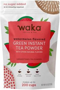 Waka Instant Green Tea Mix, Watermelon Flavored - 100% Tea Leaves, No Additives, Unsweetened Tea Powder in Bulk Pouch – Easy Quick Hot and Iced Teas, Up to 200 Cups (4.5oz)