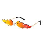 FEISEDY Fire Flame Sunglasses for Women Men Mirror Rimless Fire Shaped Novelty Sunglasses B2839