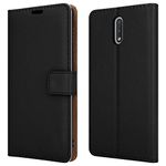 PIXFAB For Nokia 2.3 (6.2") Leather Case, Magnetic Closure Full Protection Book Design Wallet Flip Cover With [Card Slots] and [Kickstand] With [Screen Protector] For Nokia 2.3 - Black