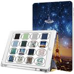 DuraSafe Cases for iPad Air 6th 2024 5th 2022 Air 4th 2020 [iPad Air 4 Air 5 Air 6 Air 11 ] A2588 A2316 MM6R3HN/A MM6T3HN/A Clear Back TPU Silicone Back Printed Case Pencil Holder - Paris Night